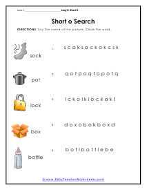 Short o Search Worksheet