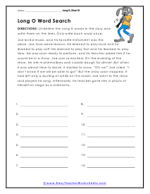 Long O Passage Search Worksheet