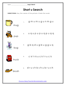 Short Sound Search Worksheet