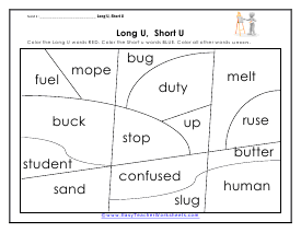 Long and Short U Worksheet