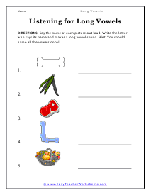 Listening for Extended Sounds Worksheet