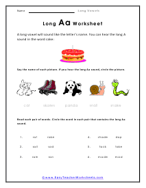 Long Aa Worksheet