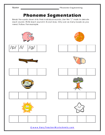 Phoneme Segmenting Worksheets