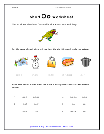 Short Oo Worksheet