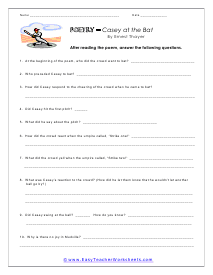 Casey at the Bat Worksheet