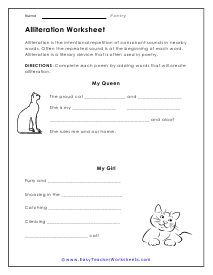 Alliteration Worksheet