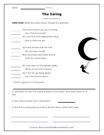 Rhymes in Poems Worksheet