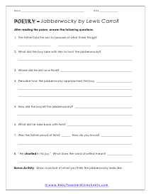 Jabberwocky Worksheet