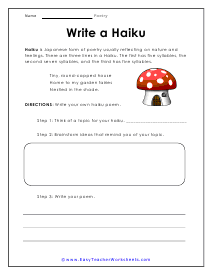 Haiku Worksheet