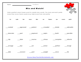 Match Worksheet