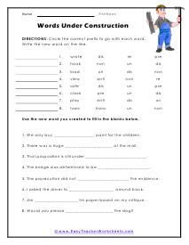 Construction Worksheet