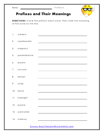 Meanings Worksheet