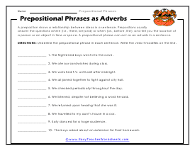 Adverbs Worksheet