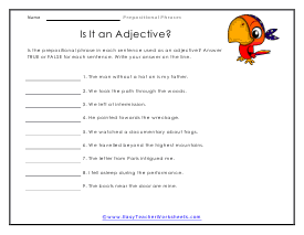 Adjective or Not Worksheet