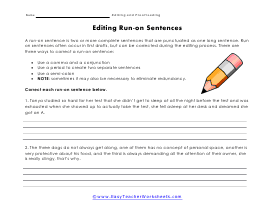 Run-on Sentence Worksheet