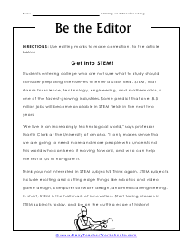 Editor Worksheet