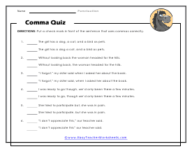 Comma Quiz