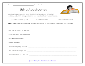 Apostrophes Worksheet