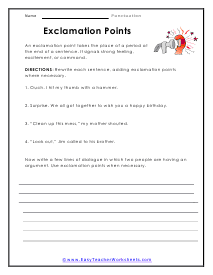 Exclamation Worksheet