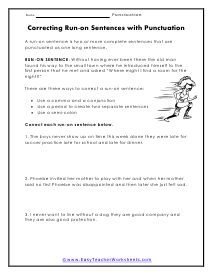 Run-on Sentences Worksheet