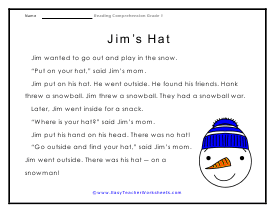 Jim's Hat Worksheet