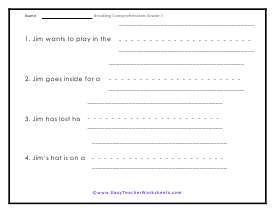 Jim's Hat Question Worksheet
