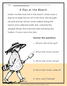 Day at the Beach Worksheet