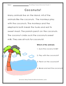 Coconuts Worksheet