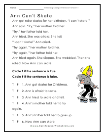 Can't Skate Worksheet