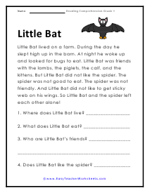 Little Bat Worksheet