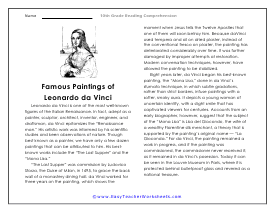 Leonardo da Vinci Worksheet
