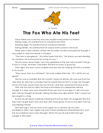 The Fox Who Ate His Feet Worksheet