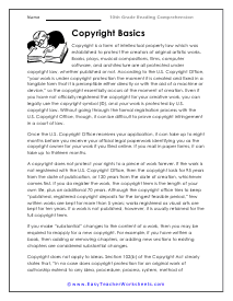 Copyright Reading Worksheet