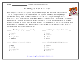 Reading is Good Worksheet