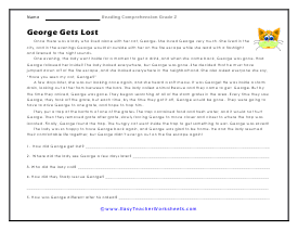 George Gets Reading Worksheet