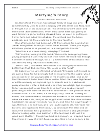 Merryleg's Story Worksheet