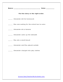 Story Sequences Worksheet