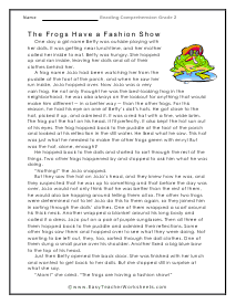 Frogs Reading Worksheet