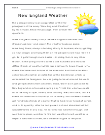 New England Weather Worksheet