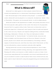 Minecraft Worksheet