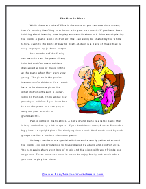 Family Piano Reading Worksheet