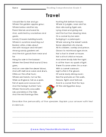 Travel Poem Worksheet