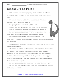 Dinosaurs as Pets Worksheet