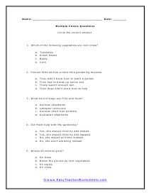 Garden Helper Multiple Choice Worksheet