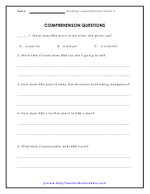 Dinosaurs Question Worksheet