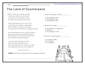 Counterpane Reading Worksheet