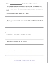 Slave Questions Worksheet