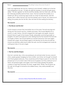 Five Fables Worksheet