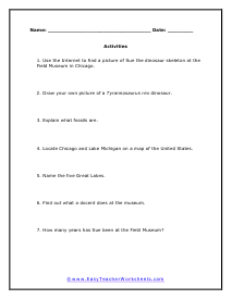 Sue Activities Worksheet