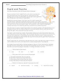 Cupid Reading Worksheet